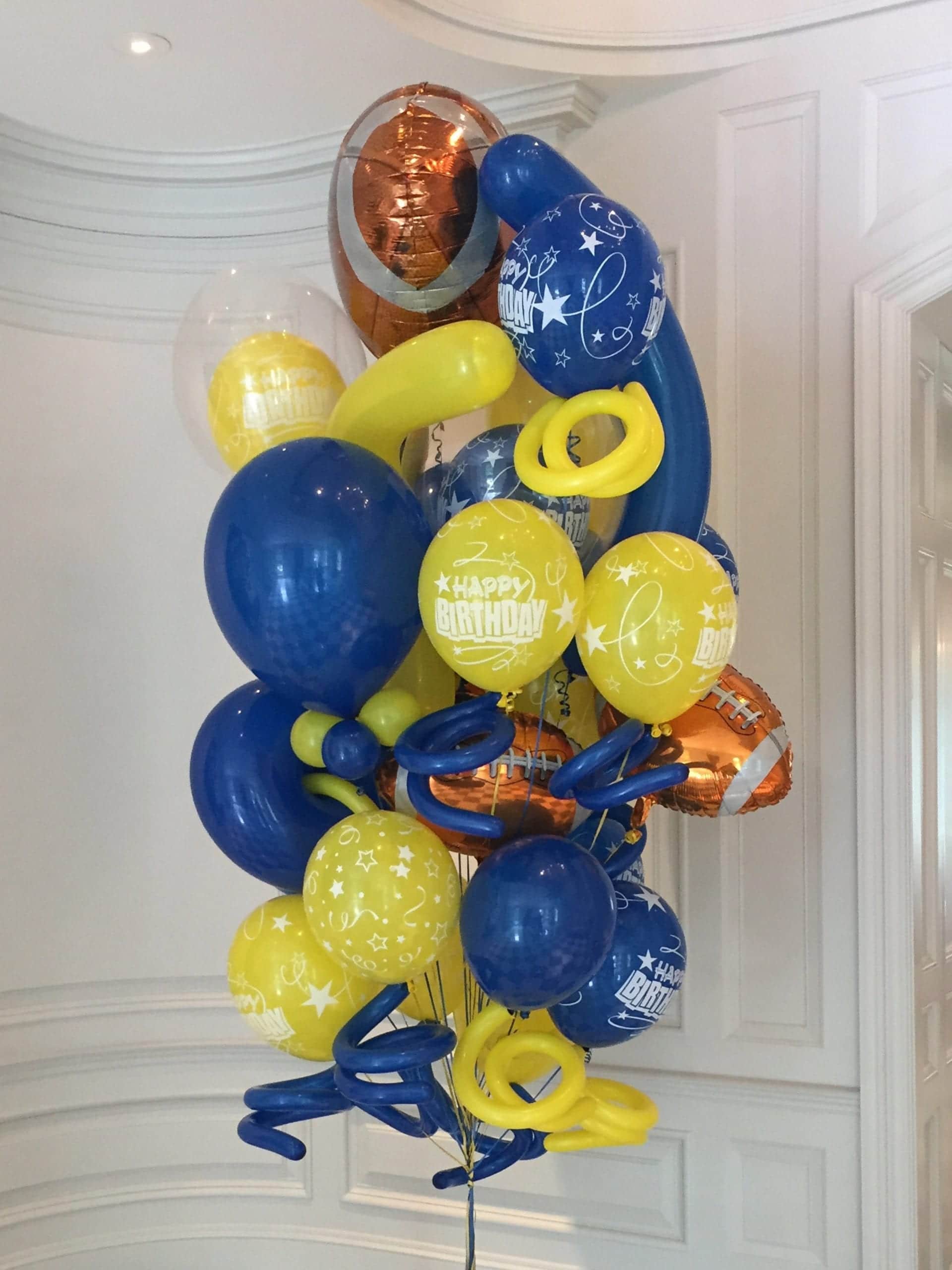 Birthday Blue And Gold Dots Balloon Bouquet - Delivery by Everyday Flowers
